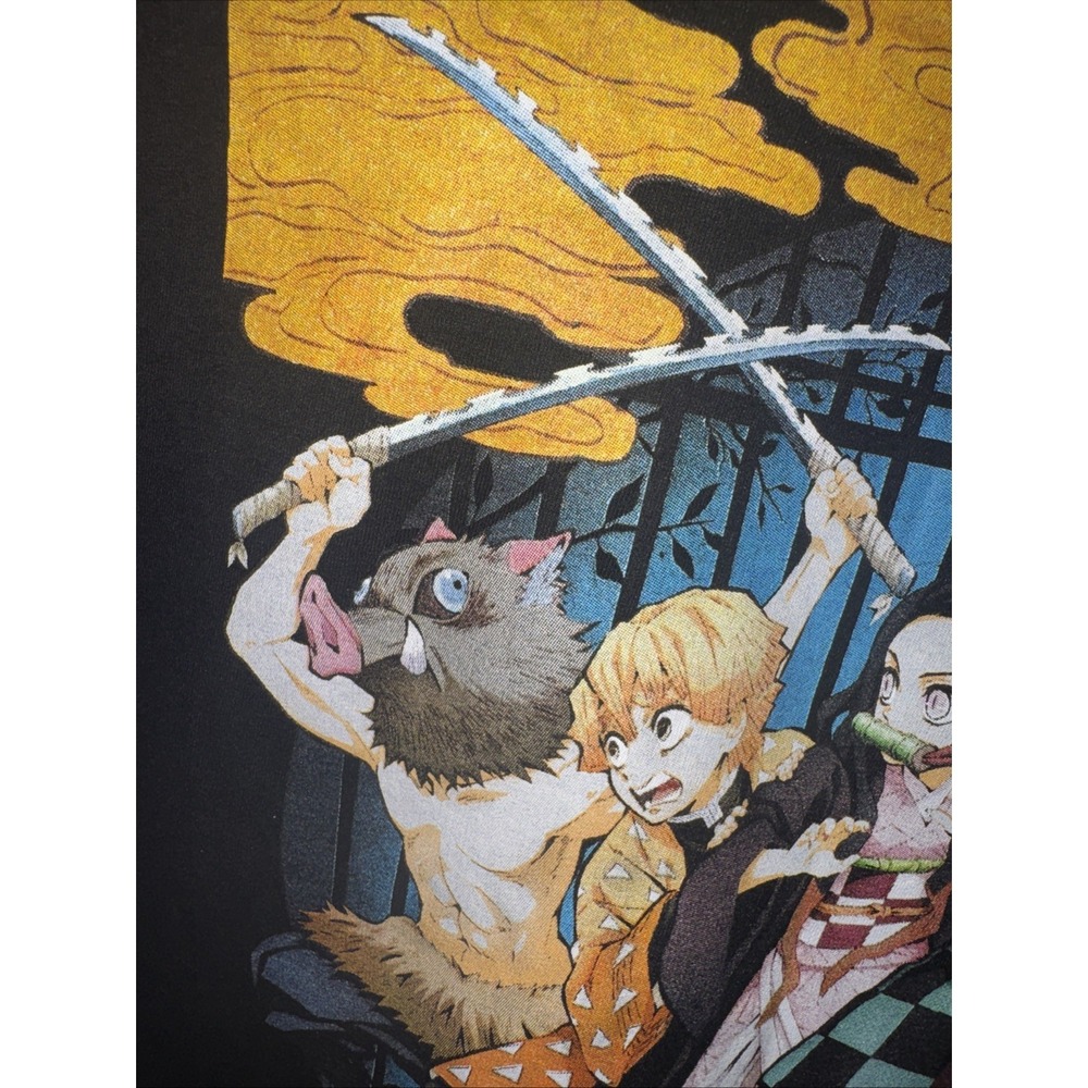 Demon Slayer T-Shirt 2XL Black Anime Kimetsu No Yaiba Graphic Tee Aniplex Men's - Picture 10 of 14